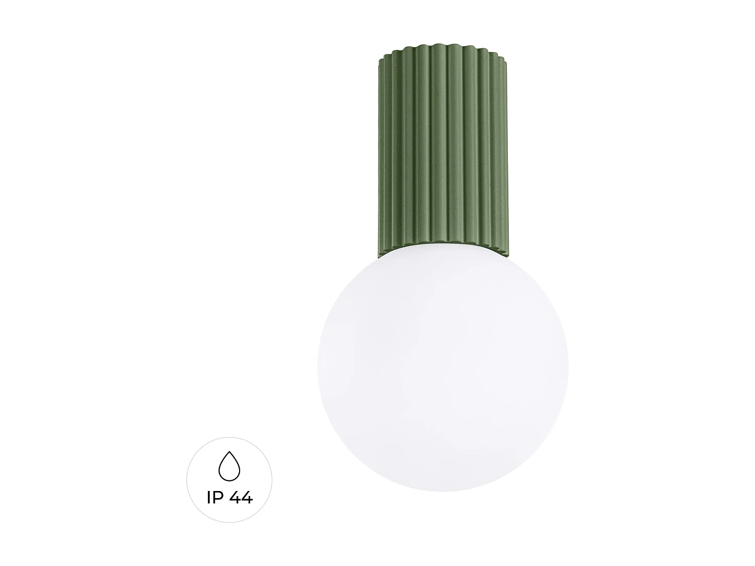 Plafonnier Halo Moderne En Aluminium/Verre - 1 Sources Lumineuses - L.12 X H.21 Cm - Vert Olive