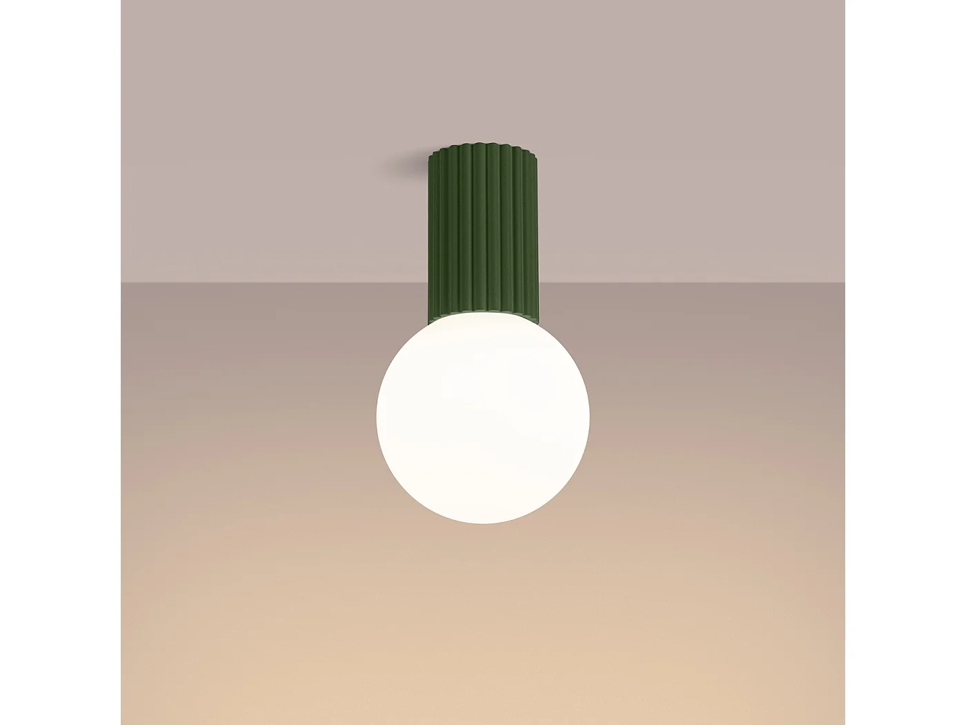 Plafonnier Halo Moderne En Aluminium/Verre - 1 Sources Lumineuses - L.12 X H.21 Cm - Vert Olive