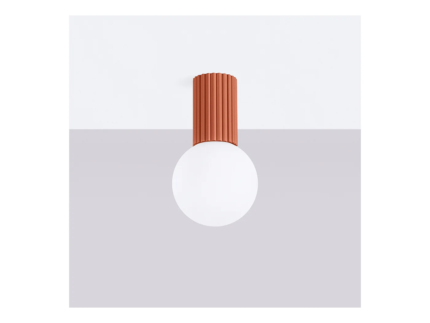 Plafonnier Halo Moderne En Aluminium/Verre - 1 Sources Lumineuses - L.12 X H.21 Cm - Ocre Rouge