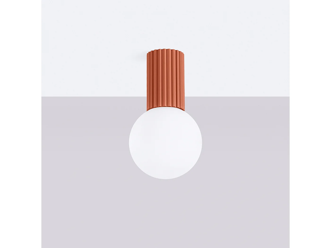 Plafonnier Halo Moderne En Aluminium/Verre - 1 Sources Lumineuses - L.12 X H.21 Cm - Ocre Rouge