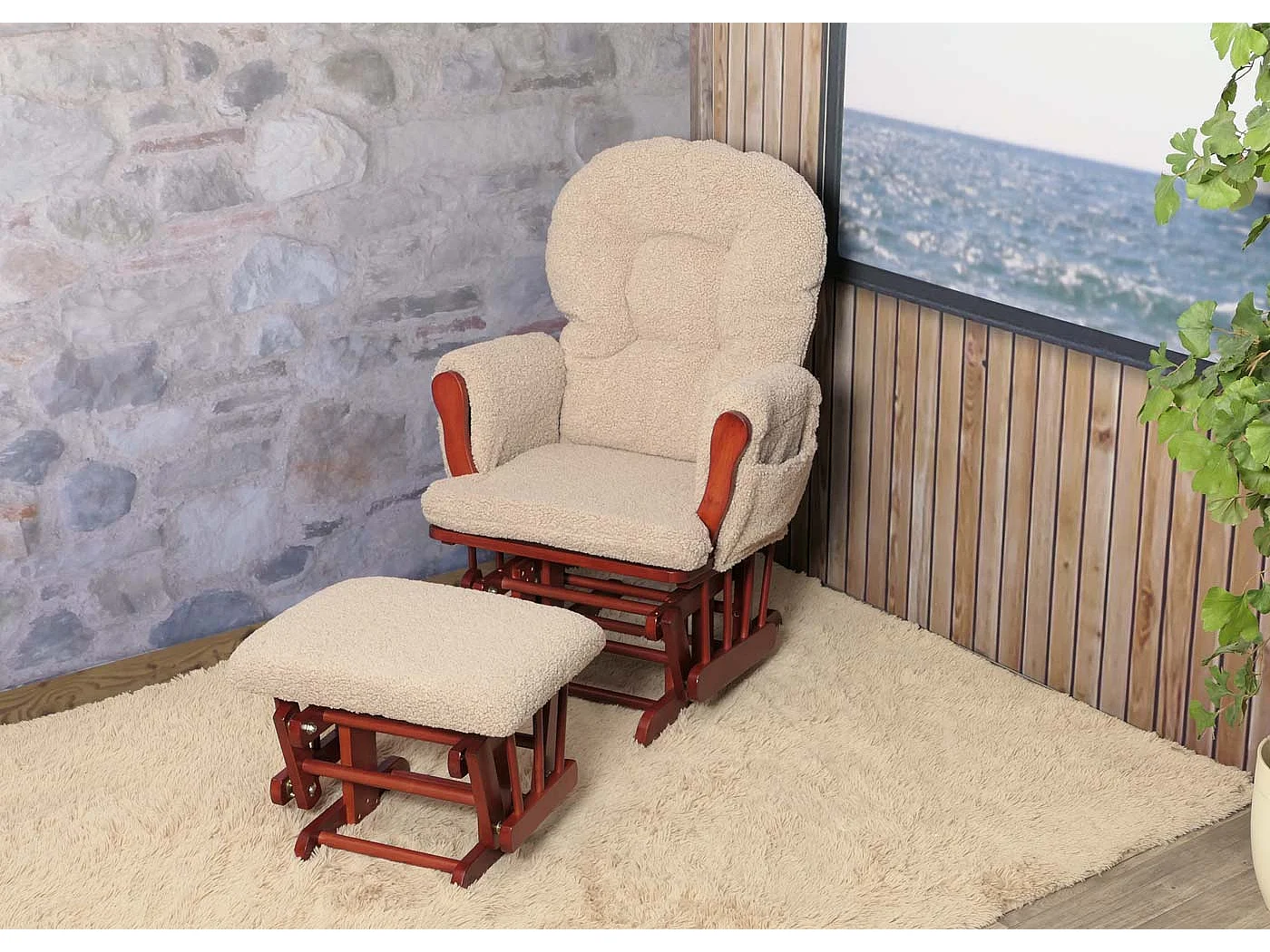 Fauteuil de relaxation MCW-C76,  brun Bâti foncé
