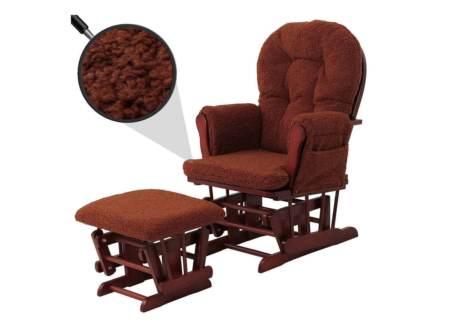 Fauteuil de relaxation MCW-C76,  brun rouille Bâti foncé