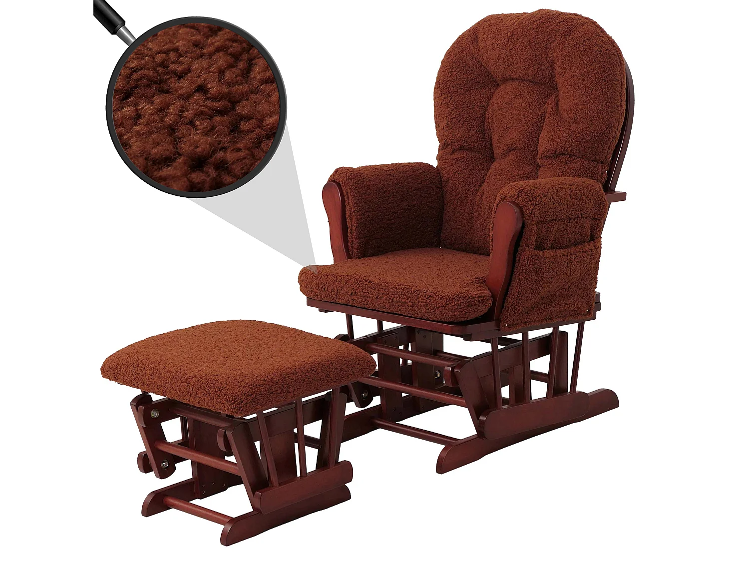 Fauteuil de relaxation MCW-C76,  brun rouille Bâti foncé