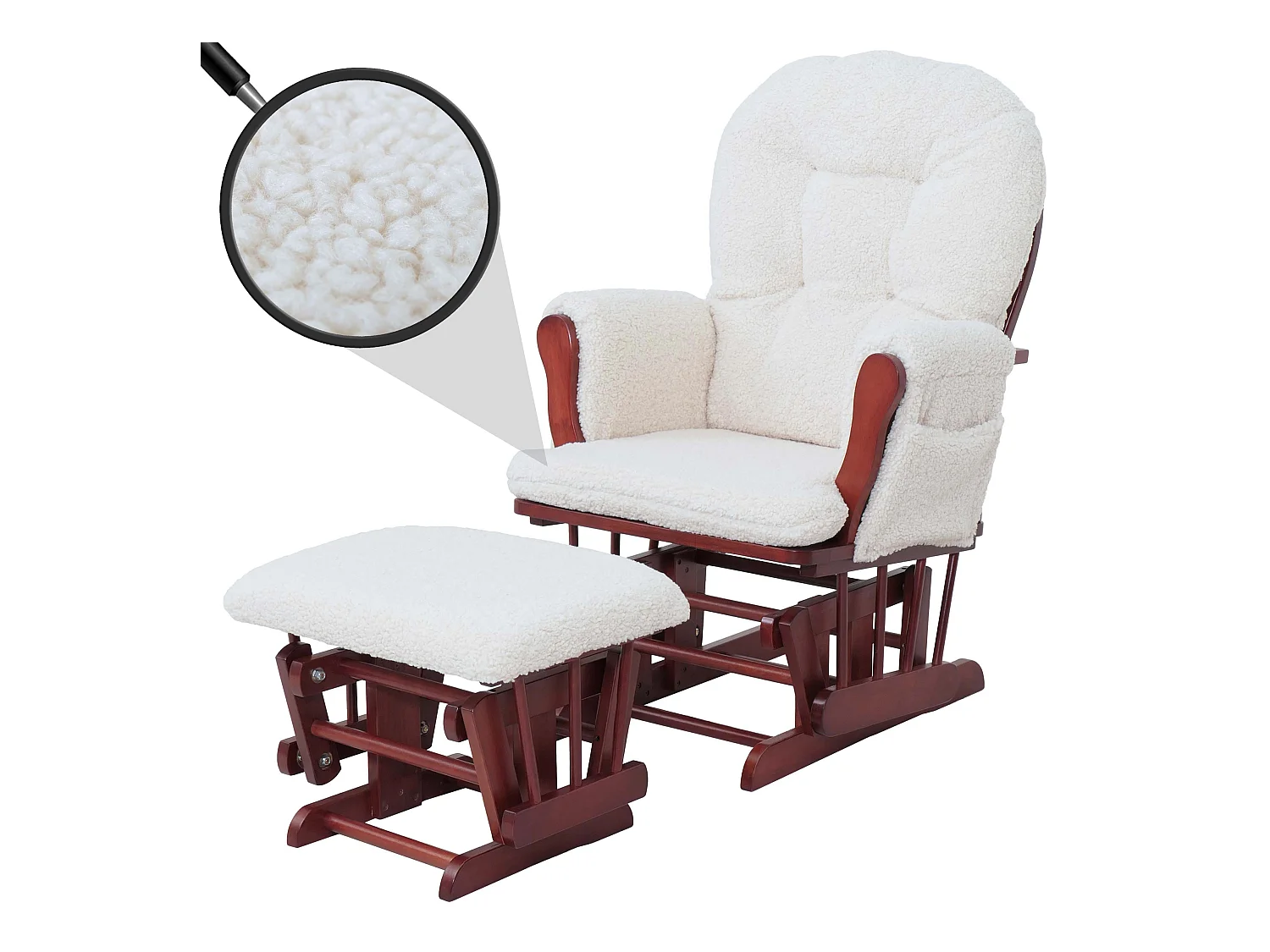 Fauteuil de relaxation MCW-C76,  crème Bâti foncé