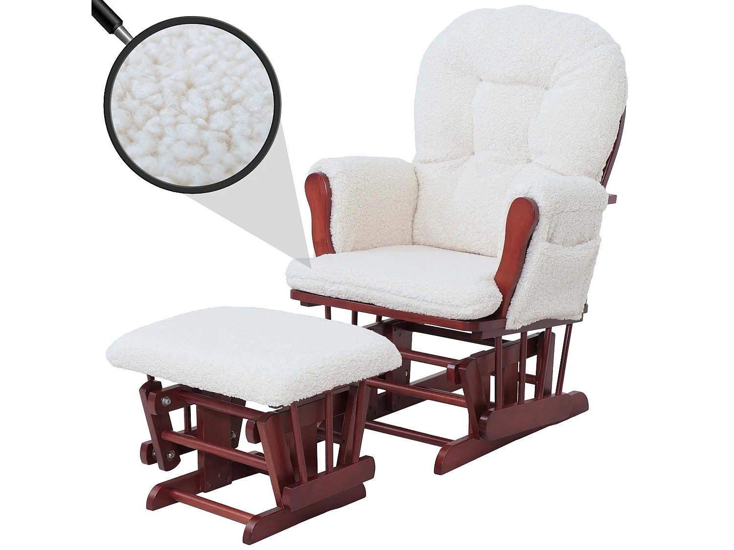 Fauteuil de relaxation MCW-C76,  crème Bâti foncé