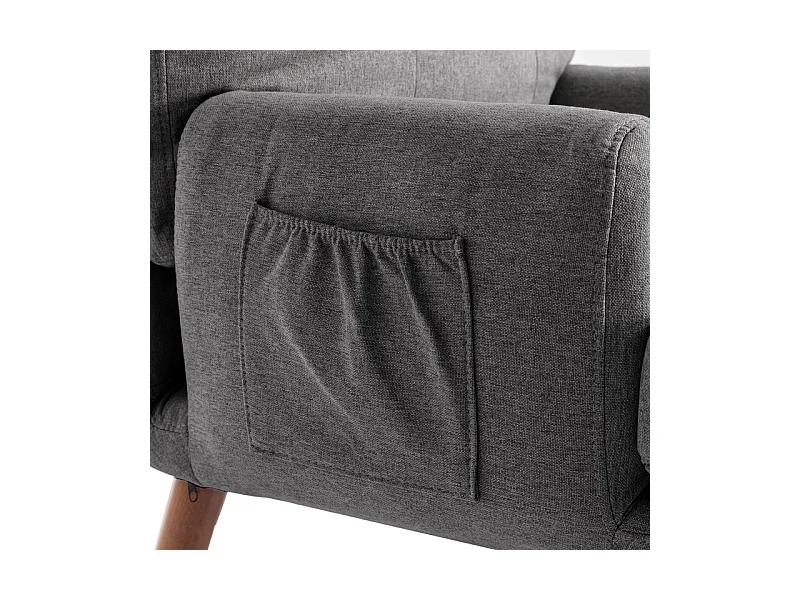 Fauteuil avec pouf en tissu gris - 5 niveau de dossier réglable - charge max 90kg - 65x50x96.5cm