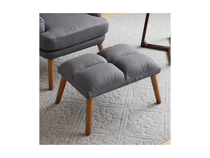 Fauteuil avec pouf en tissu gris - 5 niveau de dossier réglable - charge max 90kg - 65x50x96.5cm