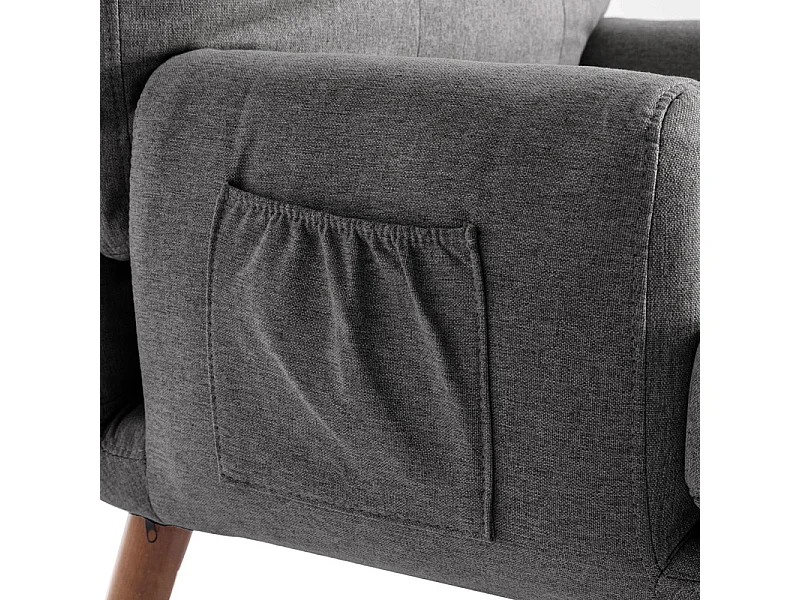 Fauteuil avec pouf en tissu gris - 5 niveau de dossier réglable - charge max 90kg - 65x50x96.5cm