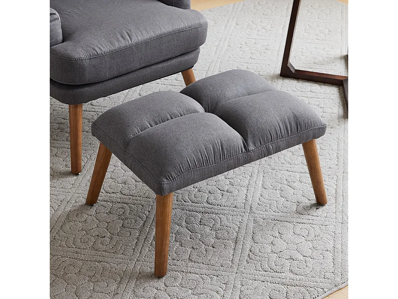 Fauteuil avec pouf en tissu gris - 5 niveau de dossier réglable - charge max 90kg - 65x50x96.5cm
