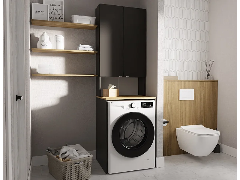 Szafka LORA na pralkę i suszarkę – 210x66x56/25 cm – Antracyt/Artisan