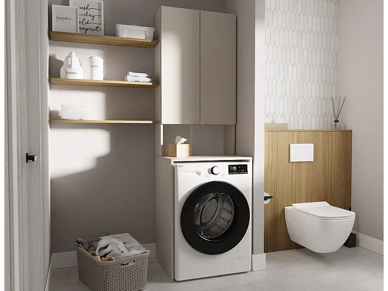 Armoire pour Machine À Laver Meuble De Rangement Salle De Bain 65 x 90 x 56 cm