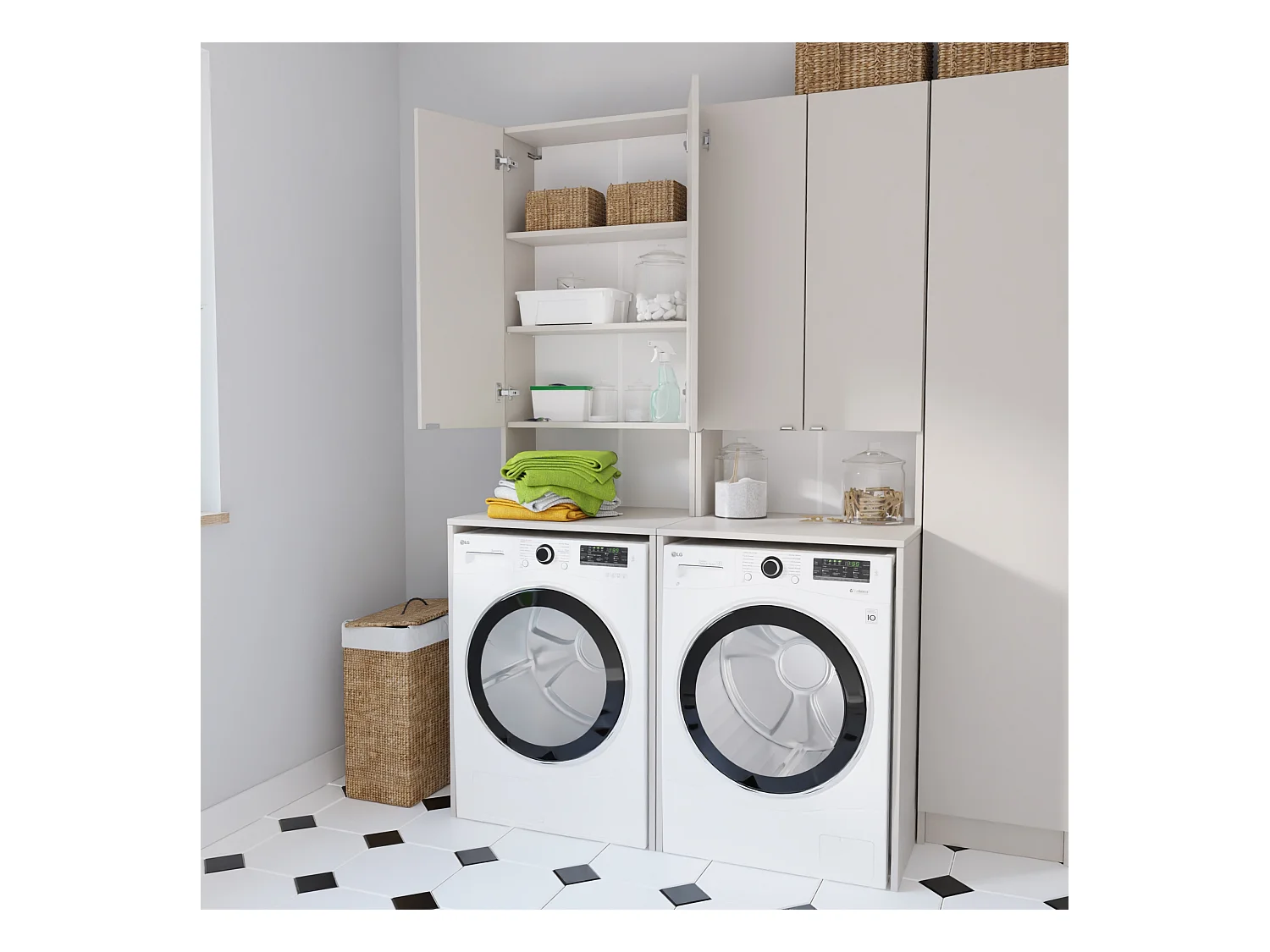 Armoire pour Machine À Laver Meuble De Rangement Salle De Bain 65 x 90 x 56 cm