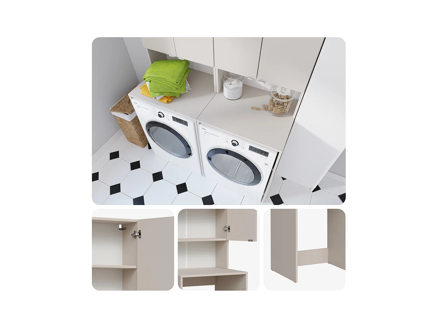 Armoire pour Machine À Laver Meuble De Rangement Salle De Bain 65 x 90 x 56 cm