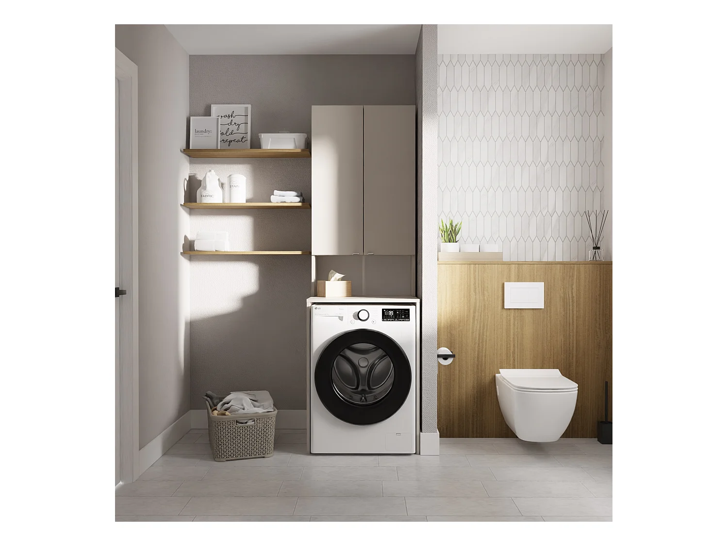 Armoire pour Machine À Laver Meuble De Rangement Salle De Bain 65 x 90 x 56 cm