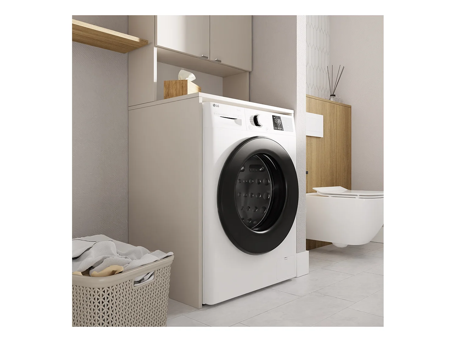 Armoire pour Machine À Laver Meuble De Rangement Salle De Bain 65 x 90 x 56 cm