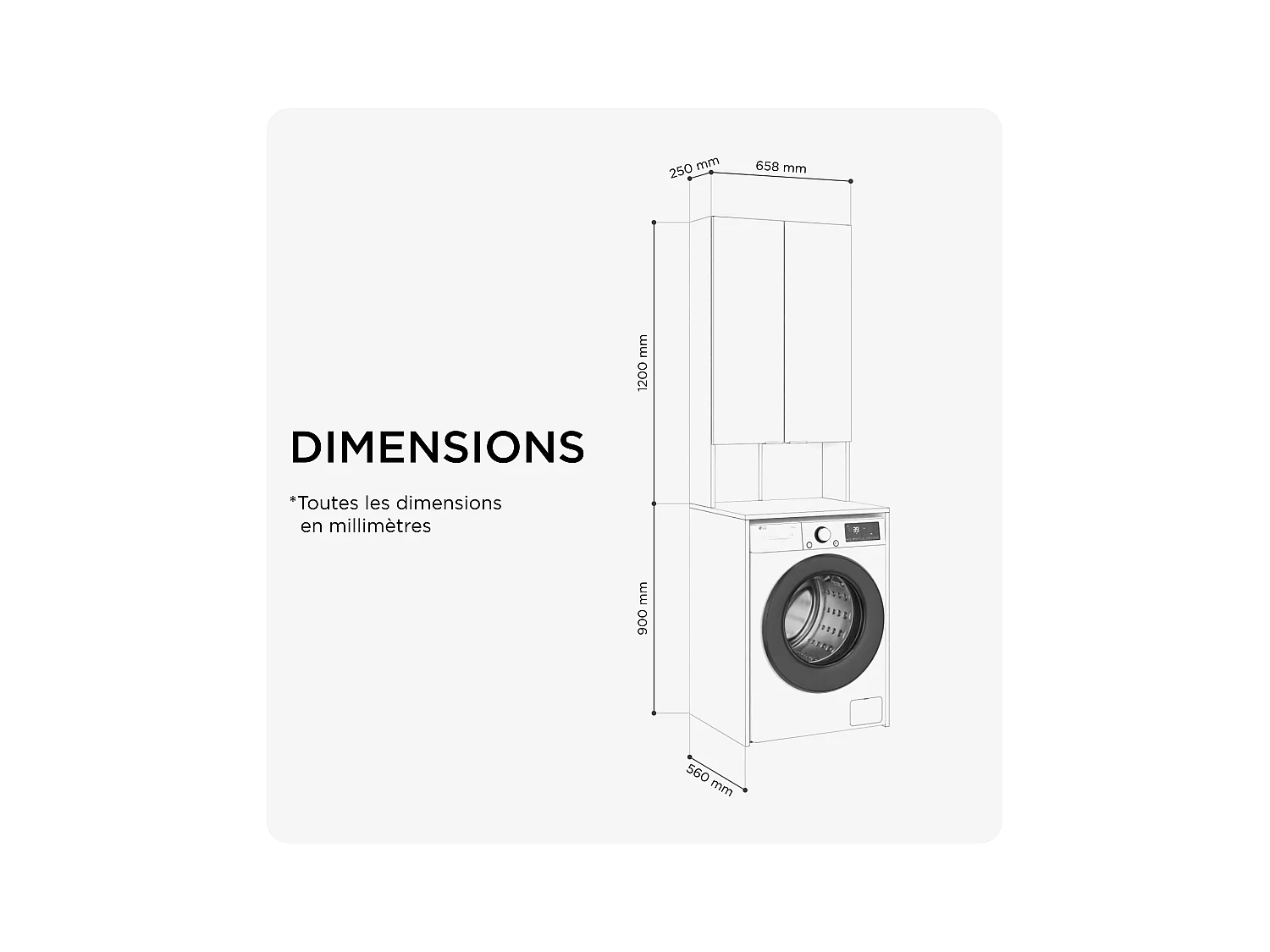 Hoge Kast voor Wasmachine en Droger – 210 x 65 x 56/25 cm – Sonoma Eiken – Diepte: 56 cm