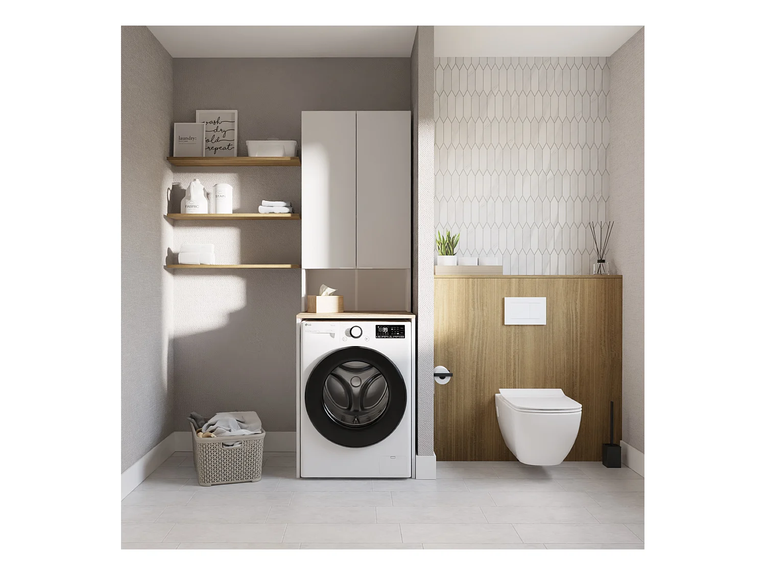 Armoire pour Machine À Laver Meuble De Rangement Salle De Bain 65 x 90 x 56 cm