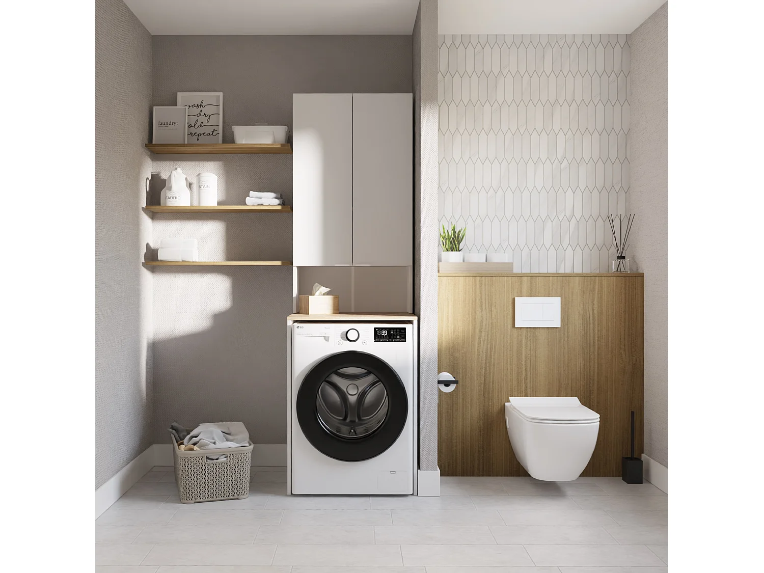 Armoire pour Machine À Laver Meuble De Rangement Salle De Bain 65 x 90 x 56 cm