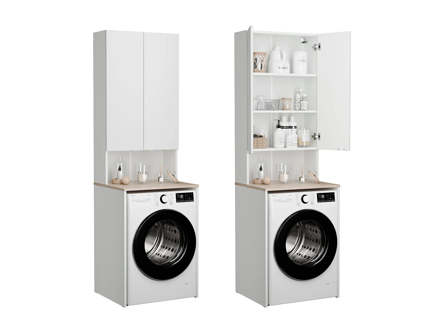 Armoire pour Machine À Laver Meuble De Rangement Salle De Bain 65 x 90 x 56 cm