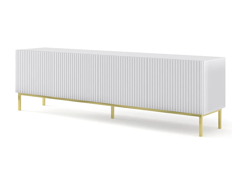 Meuble TV Ravenna B 200 cm MDF usiné 4D avec cadre, finition plaquée