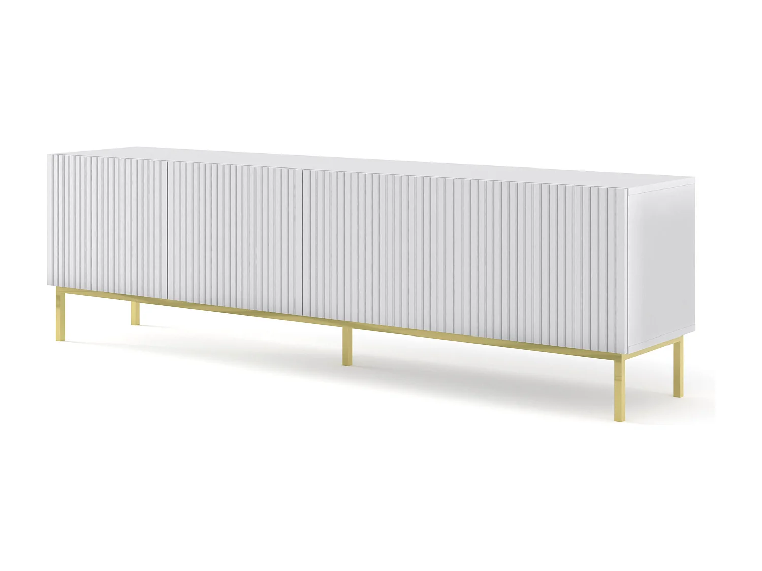 Meuble TV Ravenna B 200 cm MDF usiné 4D avec cadre, finition plaquée