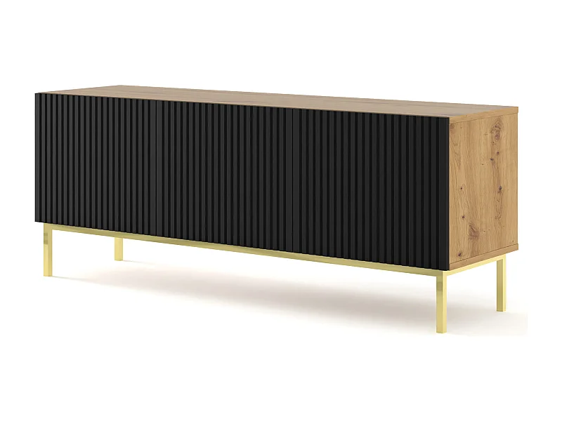 Meuble TV Ravenna B 150 cm MDF usiné 3D avec cadre, finition plaquée