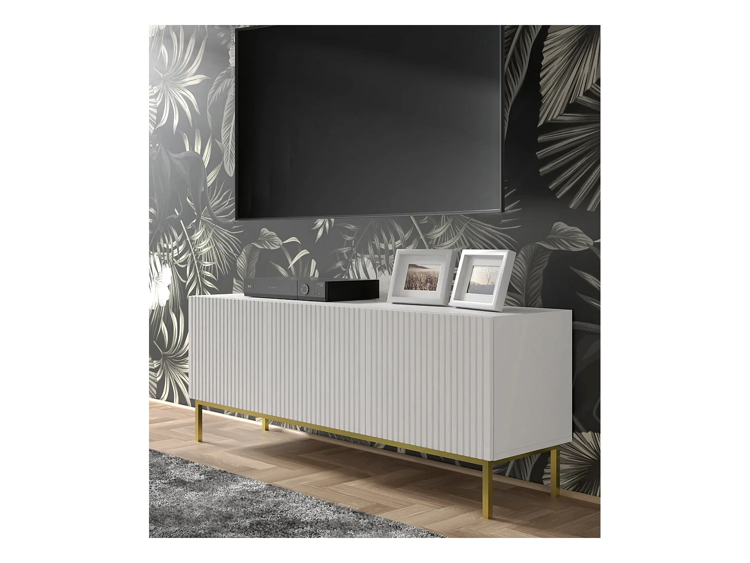 TV-Schrank Ravenna B 150 cm aus 3D-gefrästem MDF mit elegantem Rahmen