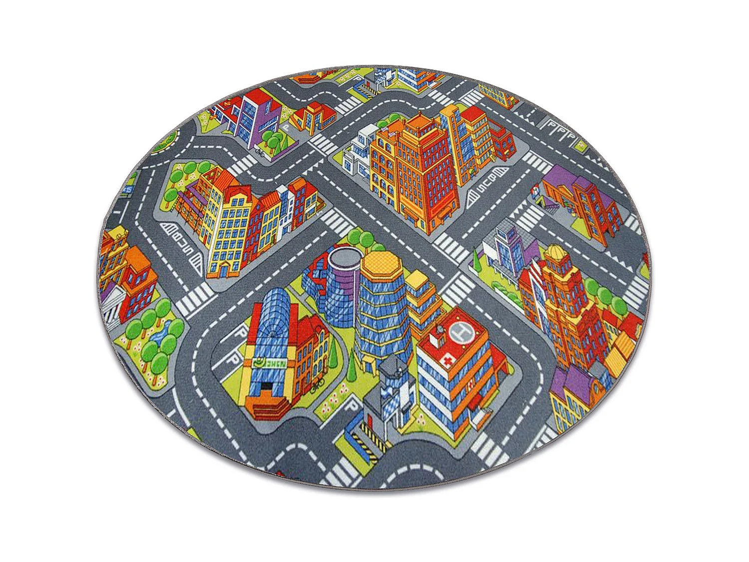 Tapis enfant RUELLES BIG CITY GRANDE VILLE cercle gris cercle 100 cm