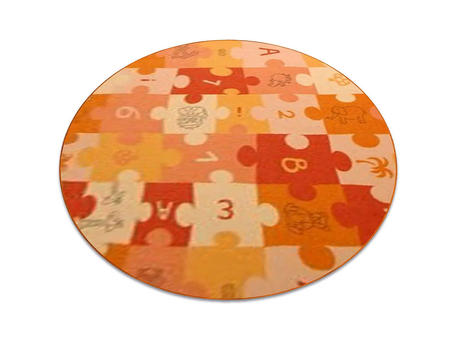 Tapis enfant PUZZLES orange cercle cercle 100 cm