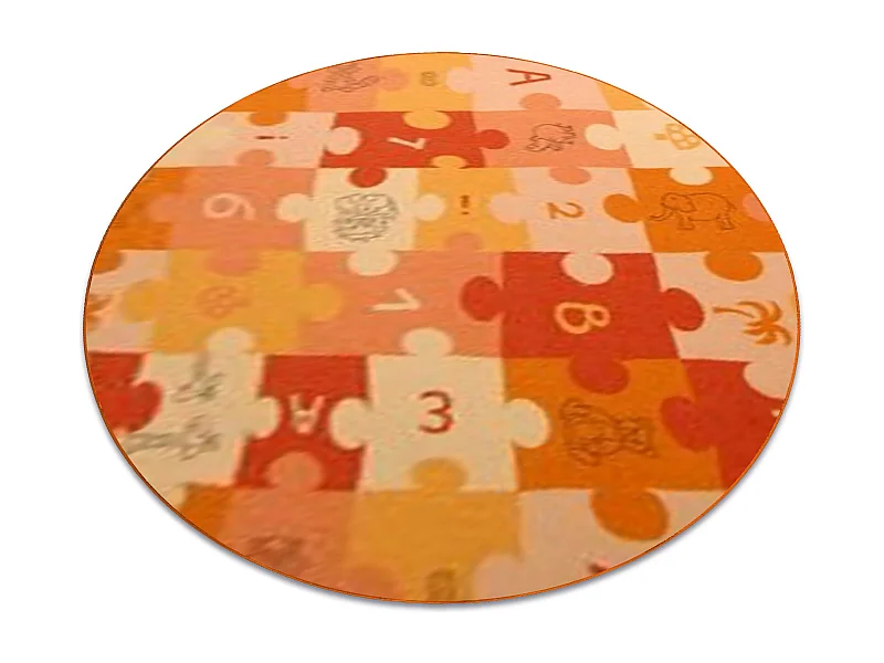 Tapis enfant PUZZLES orange cercle cercle 100 cm
