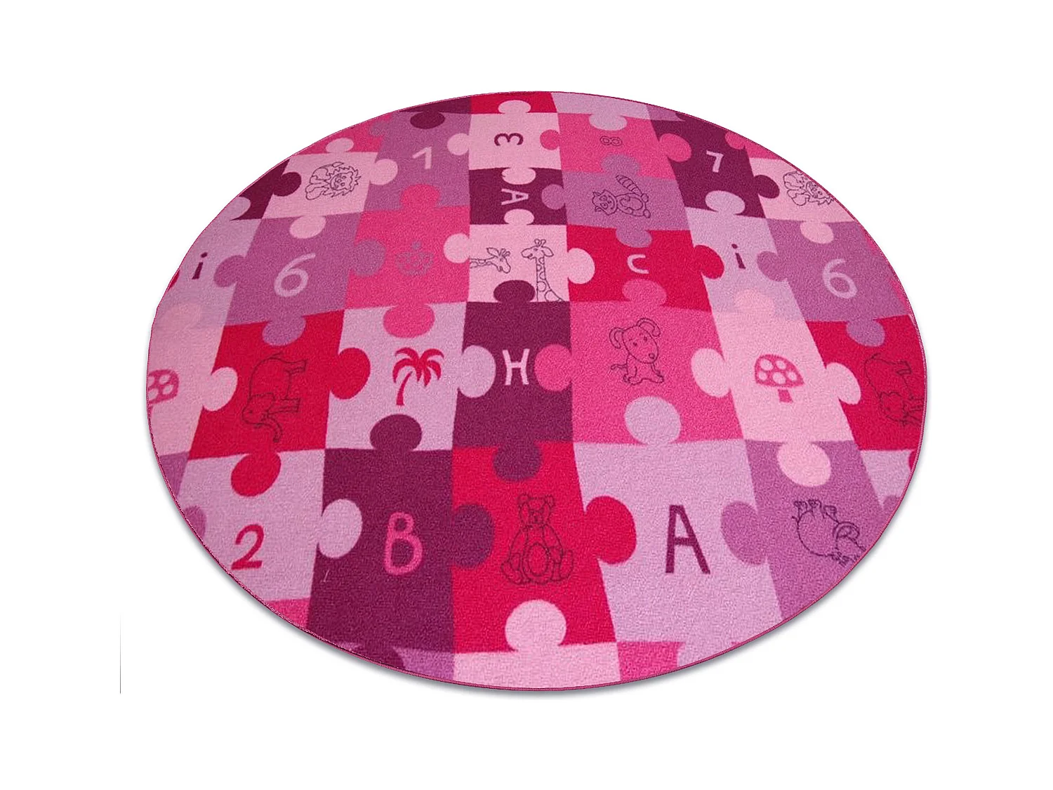 Tapis enfant PUZZLES violet cercle cercle 133 cm