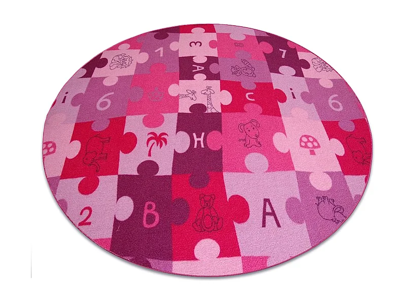 Kindertapijt PUZZLE paars ROND cercle 200 cm