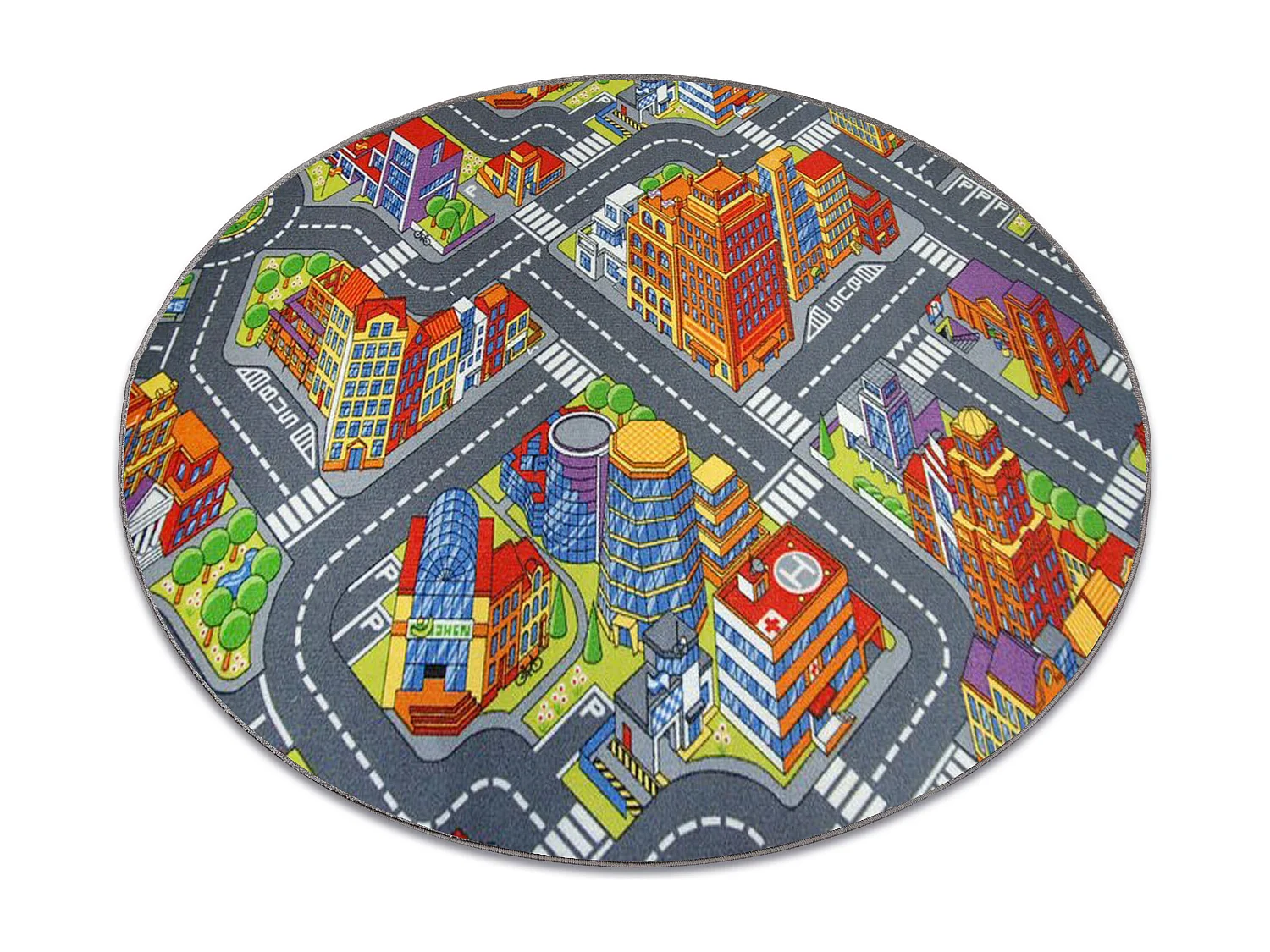Tapis enfant RUELLES BIG CITY GRANDE VILLE cercle gris cercle 150 cm