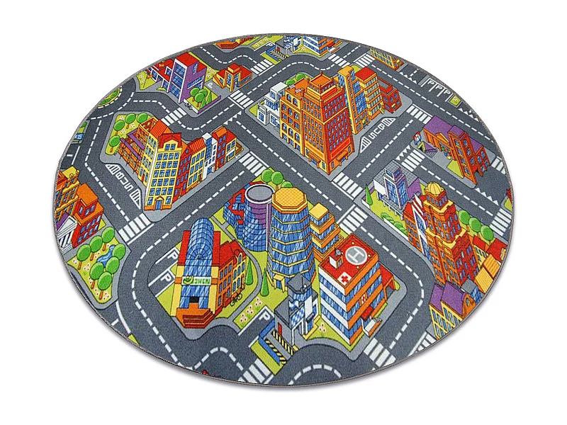 Alfombra infantil Carreteras BIG CITY círculo gris cercle 150 cm
