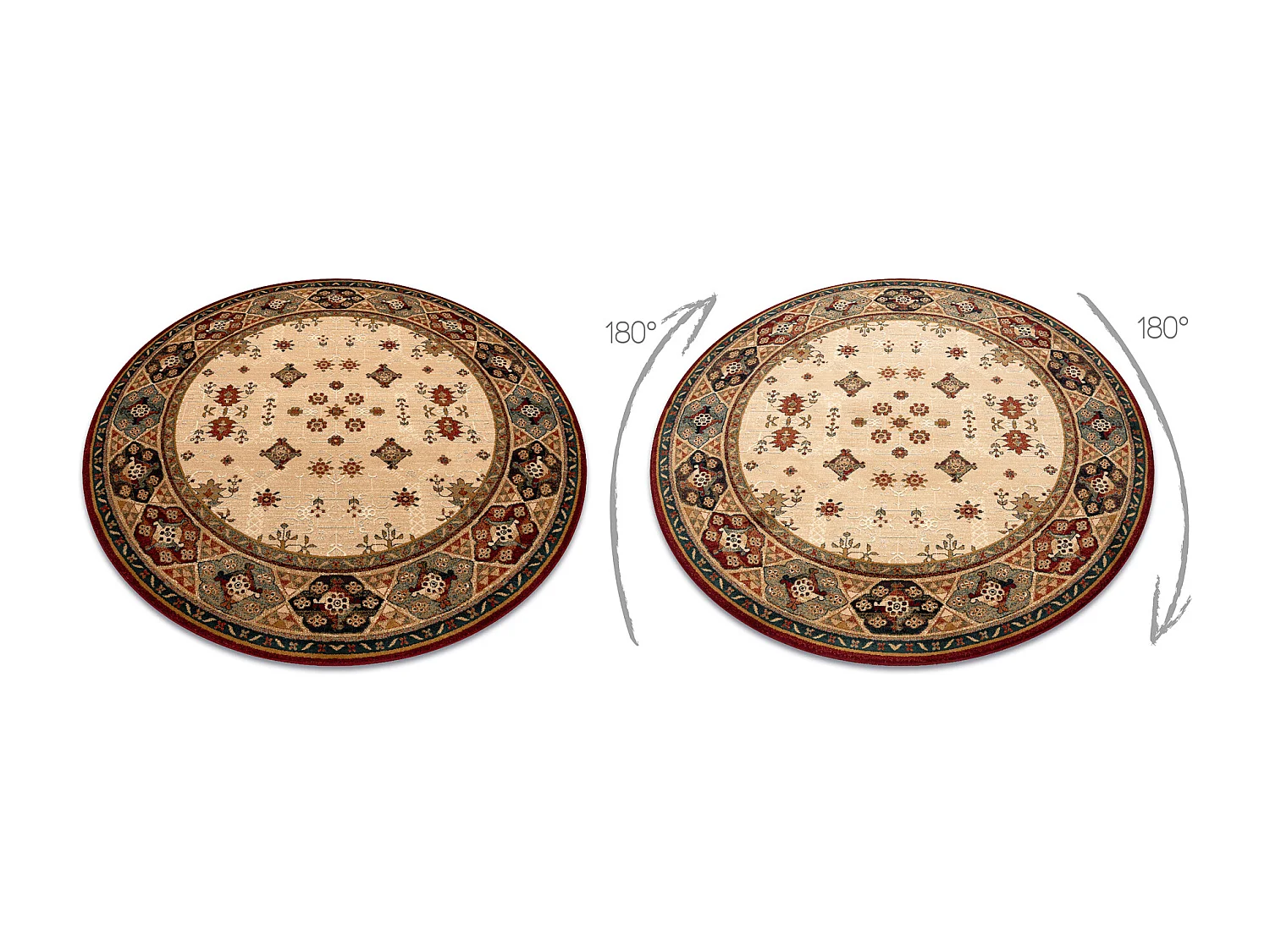 Wollteppich OMEGA Kreis TAROS orientalisch rote 2 Terrakotta cercle 135 cm