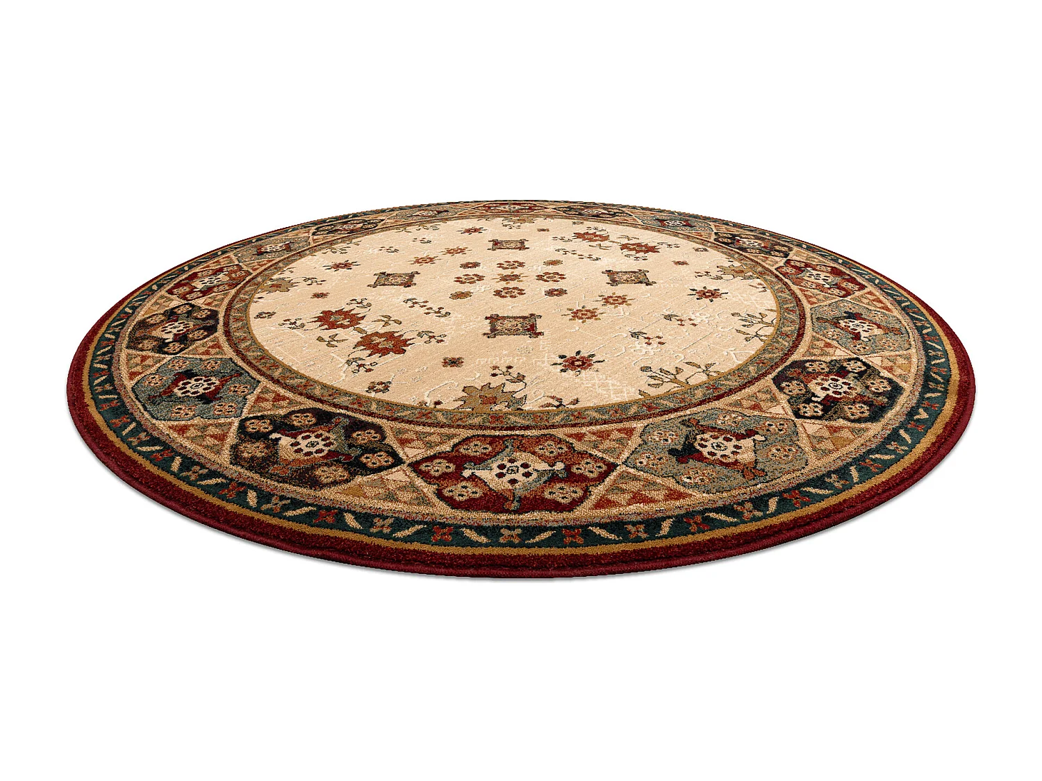 Wollteppich OMEGA Kreis TAROS orientalisch rote 2 Terrakotta cercle 135 cm