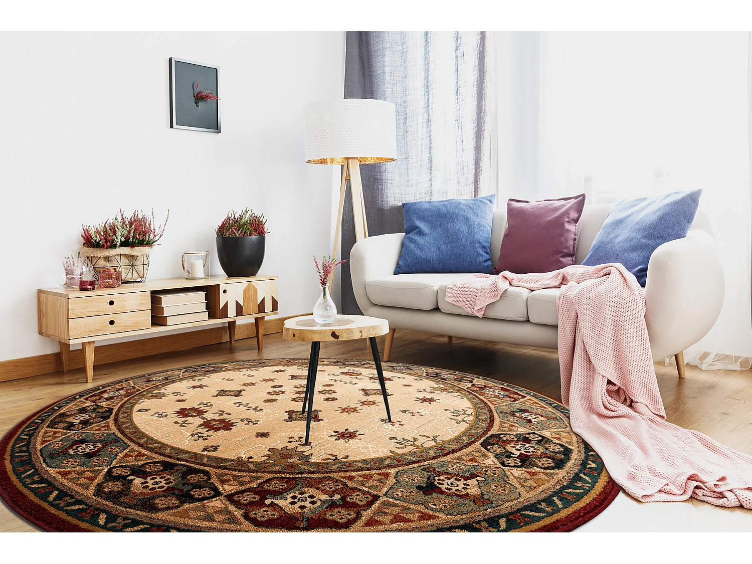 Wollteppich OMEGA Kreis TAROS orientalisch rote 2 Terrakotta cercle 135 cm