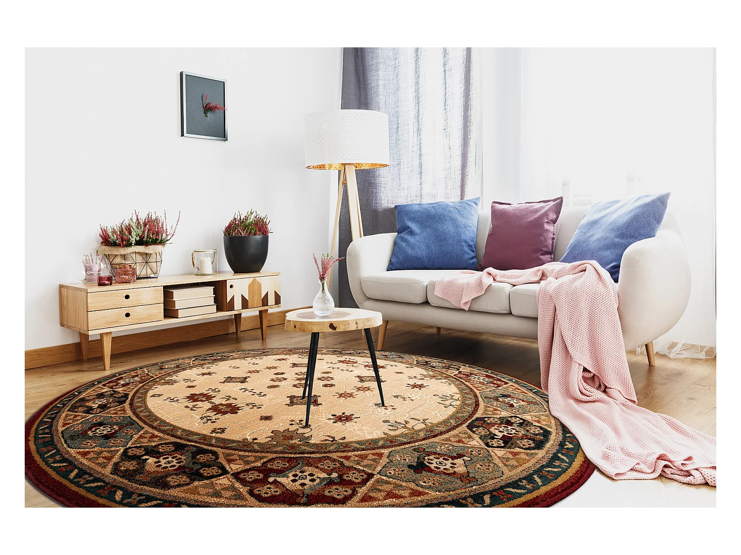 Tapis en laine OMEGA cercle TAROS oriental rudy 2 terre cuite cercle 200 cm