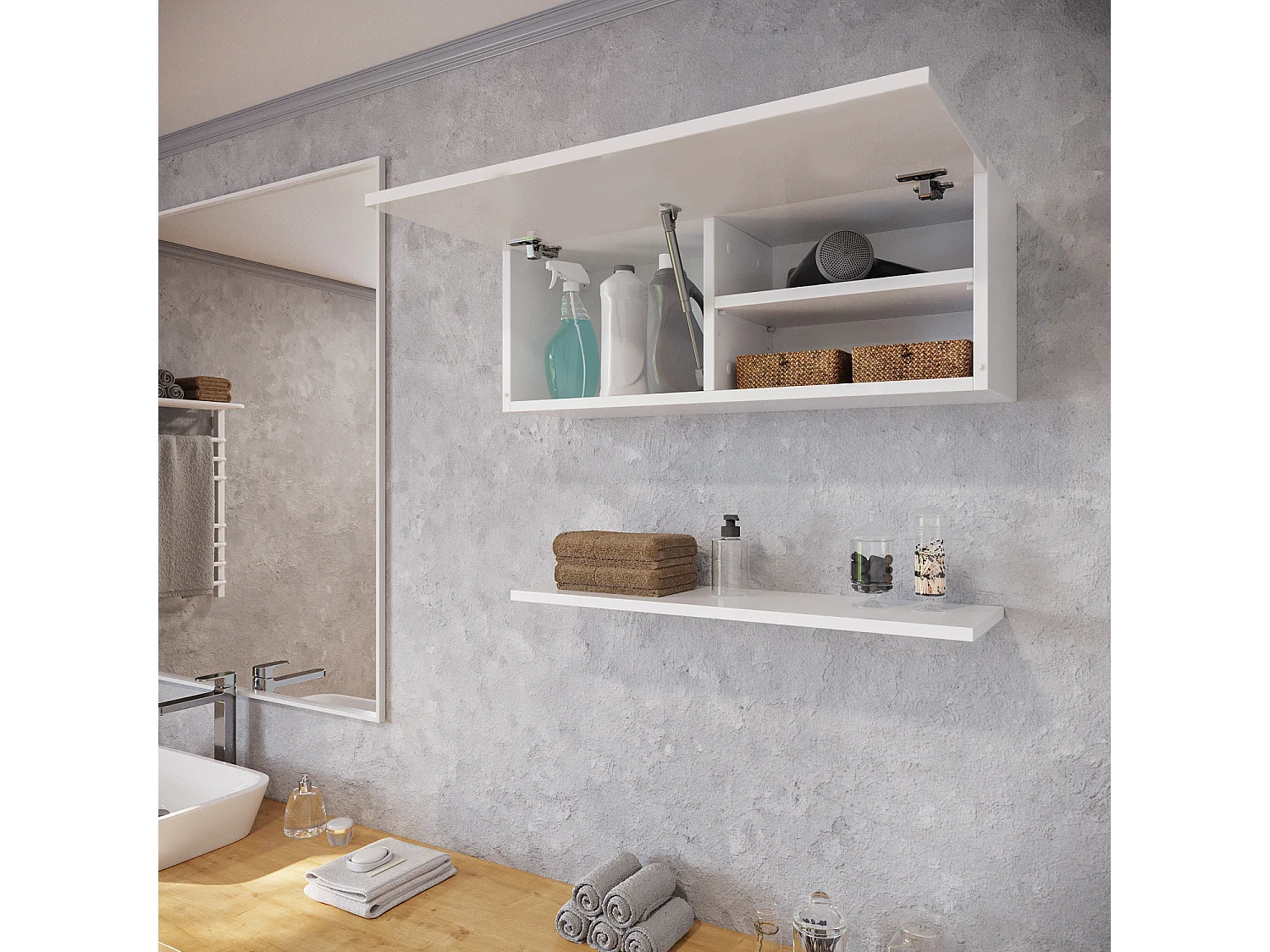 Armoire de salle de bain - 60, 80 et 120 cm - Armoire murale pliable - Meuble de salle de bain