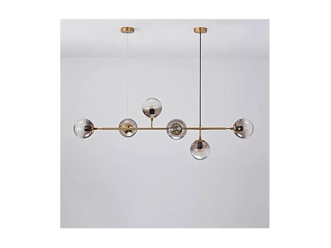 Lampadario Sospensione 6 Sfere Attacco E27 In Vetro Lampada In Metallo Oro 71645