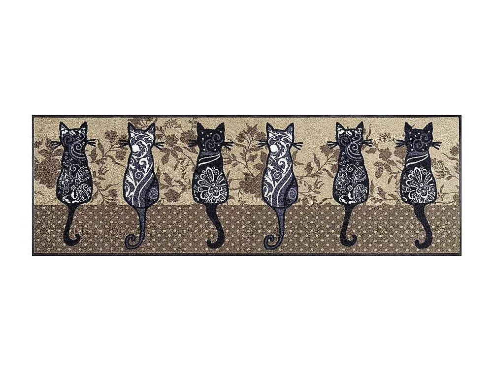 Geweven rechthoekige deurmat 50x75 cm dierenmotief bruin, anti-mijt, UV-bestendig, Oeko-Tex, polyester