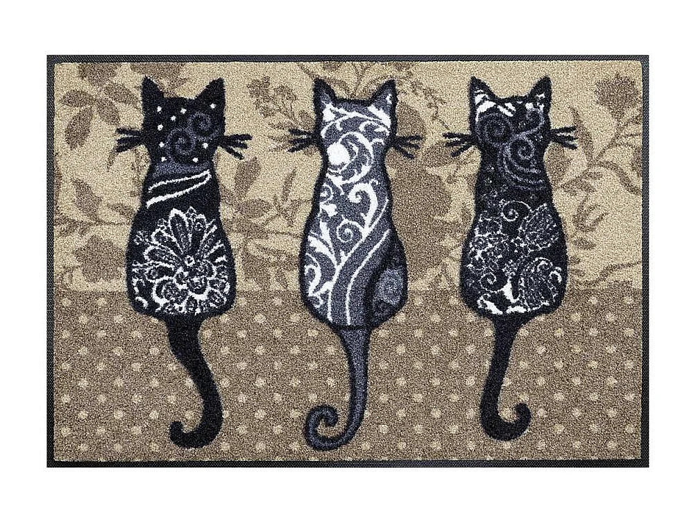 Geweven rechthoekige deurmat 50x75 cm dierenmotief bruin, anti-mijt, UV-bestendig, Oeko-Tex, polyester