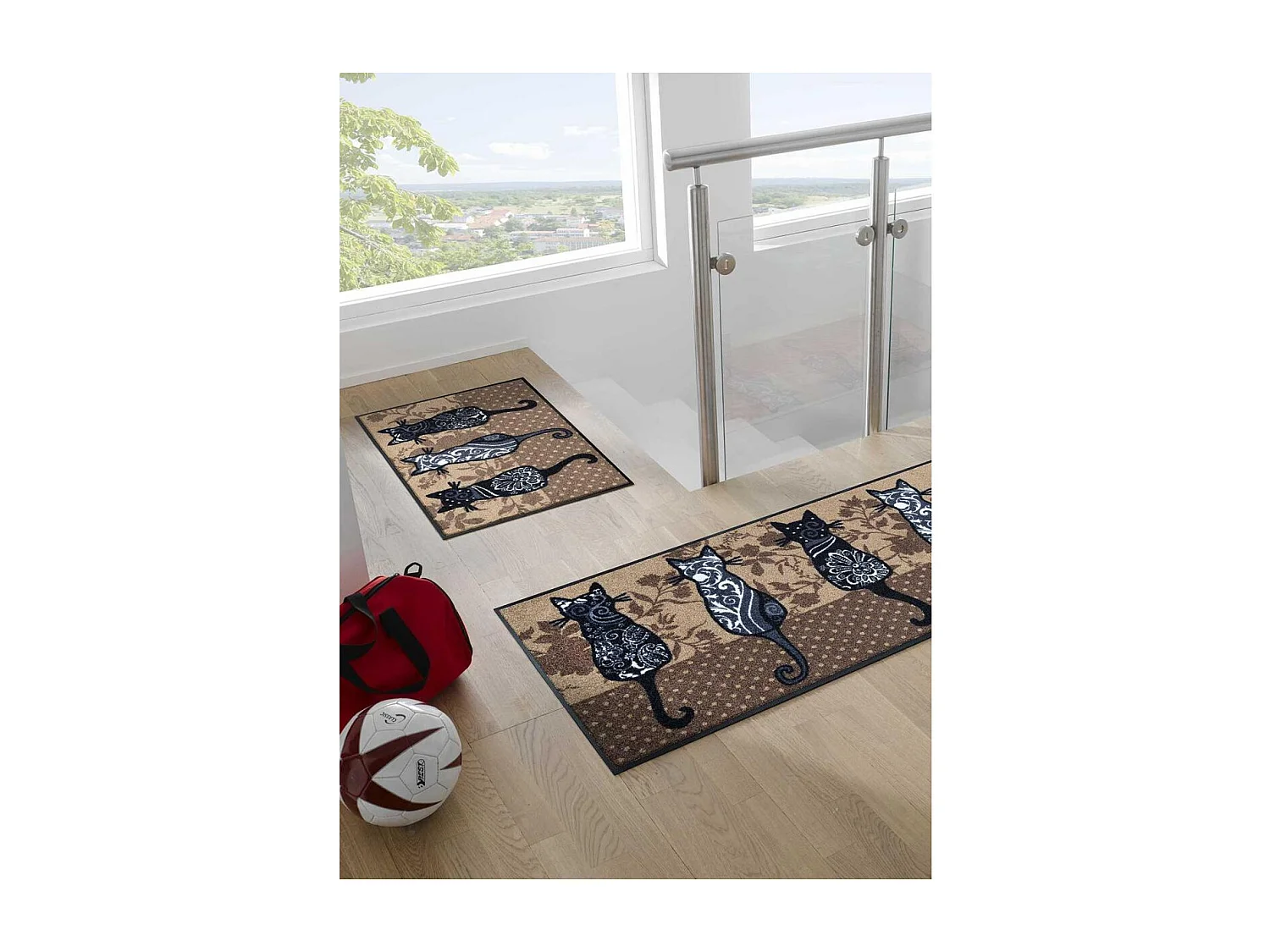 Geweven rechthoekige deurmat 50x75 cm dierenmotief bruin, anti-mijt, UV-bestendig, Oeko-Tex, polyester