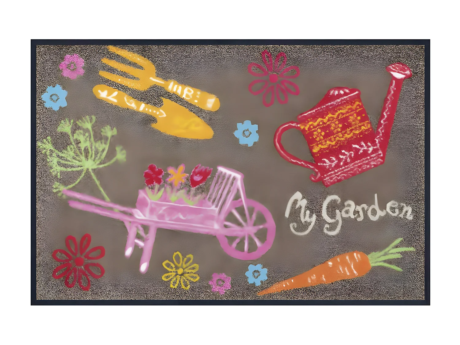 Paillasson 50x75 tissé motif floral MARDEN marron