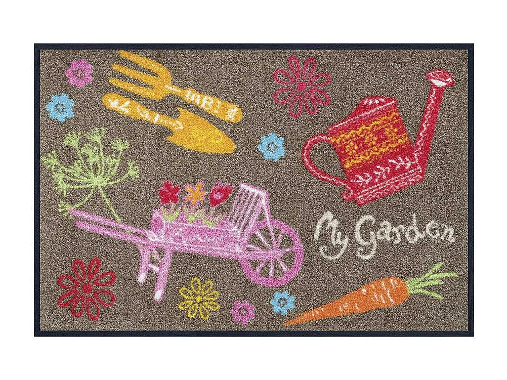 Paillasson 50x75 tissé motif floral MARDEN marron