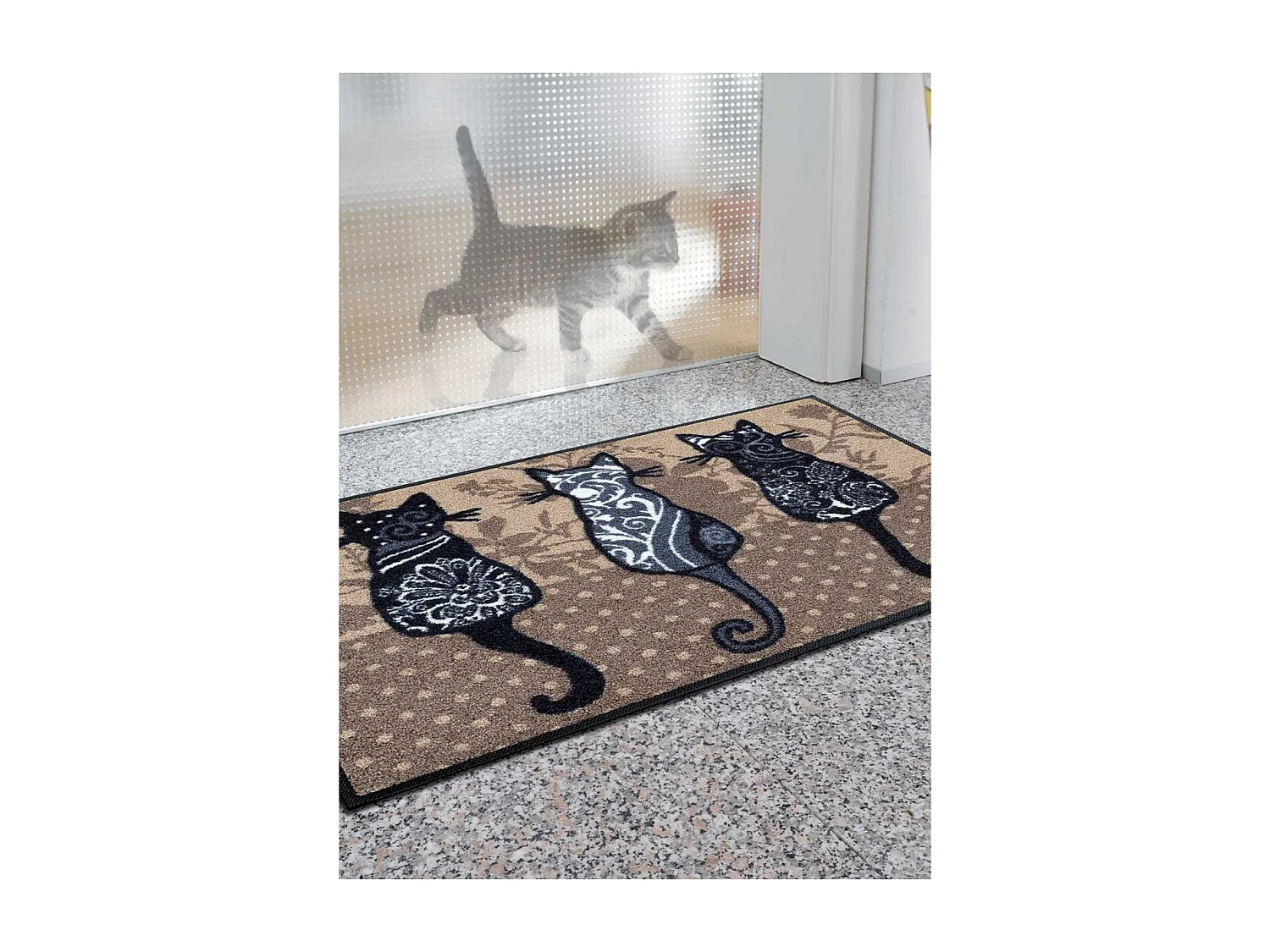 Paillasson 50x75 tissé motif animaux KATIBAN marron