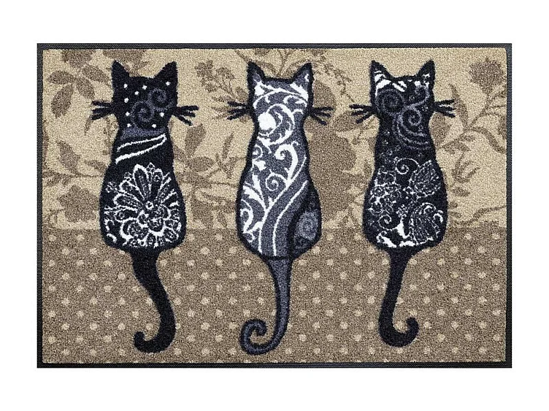 Paillasson 50x75 tissé motif animaux KATIBAN marron