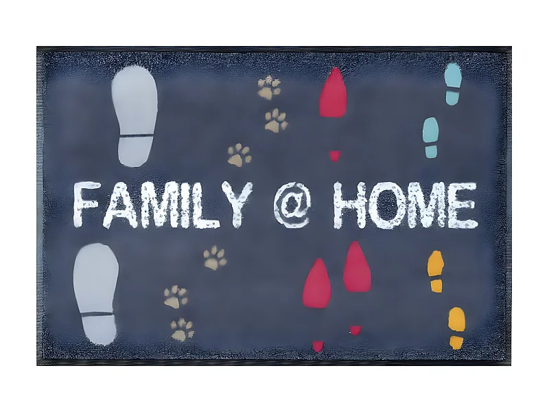 Paillasson 50x75 tissé motif texte FAMIHOME gris souris