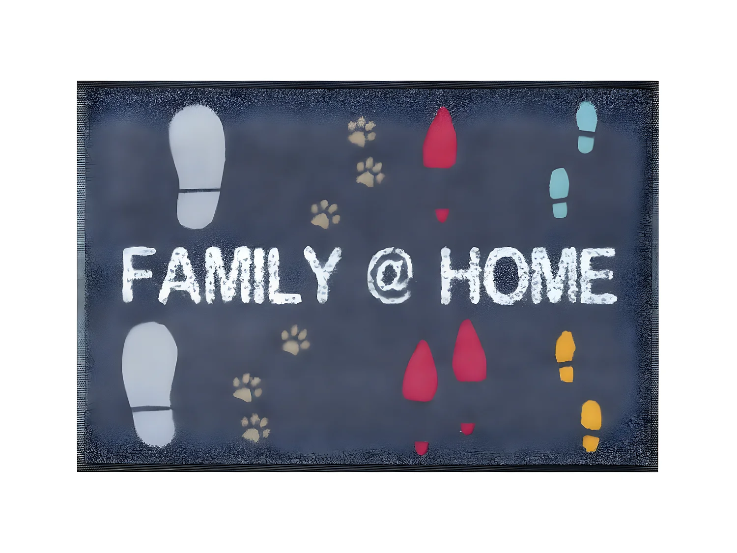 Paillasson 50x75 tissé motif texte FAMIHOME gris souris