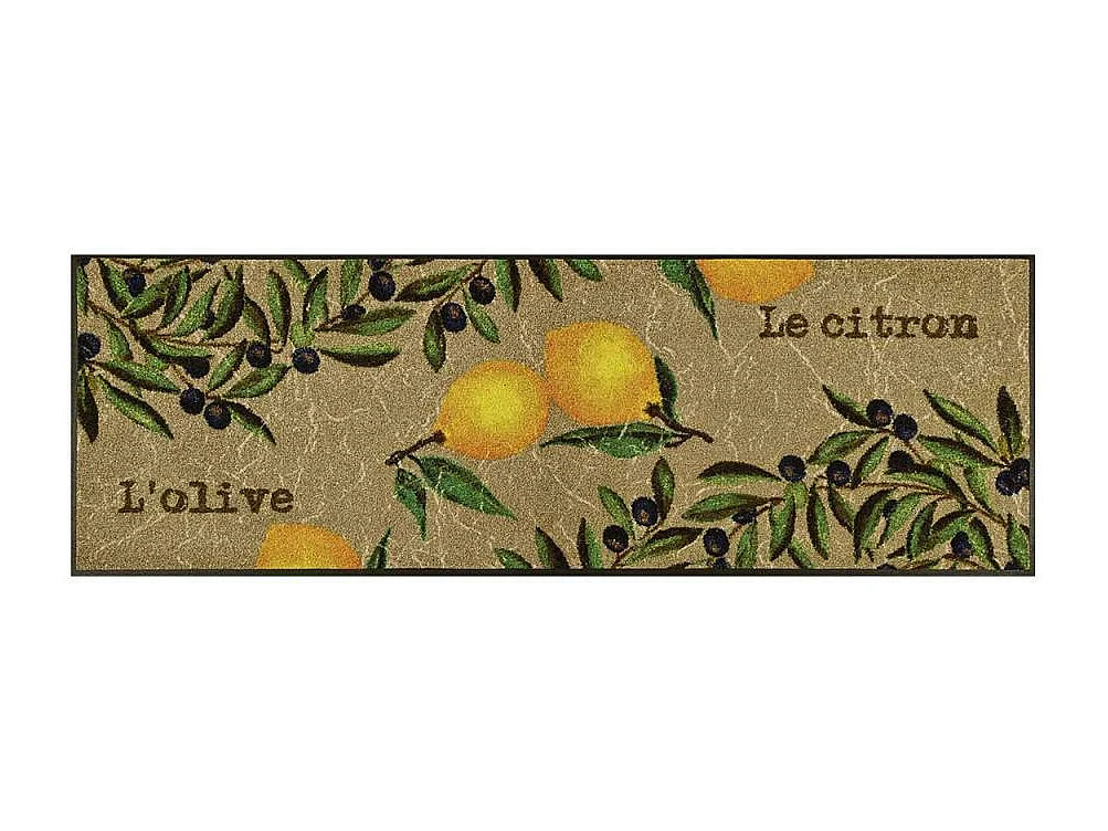 Paillasson 50x75 tissé motif floral LEMON marron